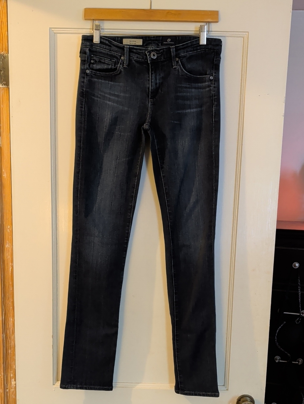 Ag Adriano Goldschmied Women's The Stevie Slim Straight Jeans Dark Blue, Sz 27R